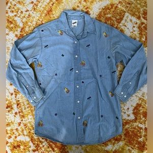 90s Warners Bros Tweety Button Up Embroidery Shirt